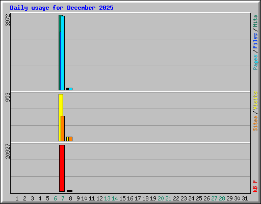 Daily usage for December 2025